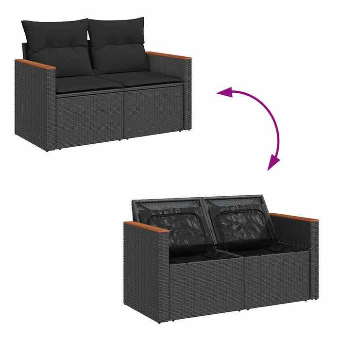 Set mobilier de grădină cu perne, 6 piese, negru, poliratan - WALTI WALTI