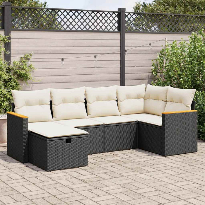 Set mobilier de grădină cu perne, 6 piese, negru, poliratan - WALTI WALTI