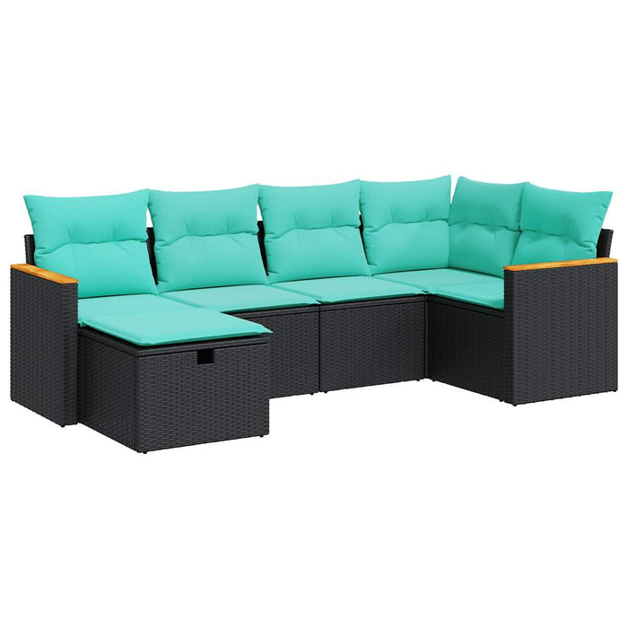 Set mobilier de grădină cu perne, 6 piese, negru, poliratan - WALTI WALTI