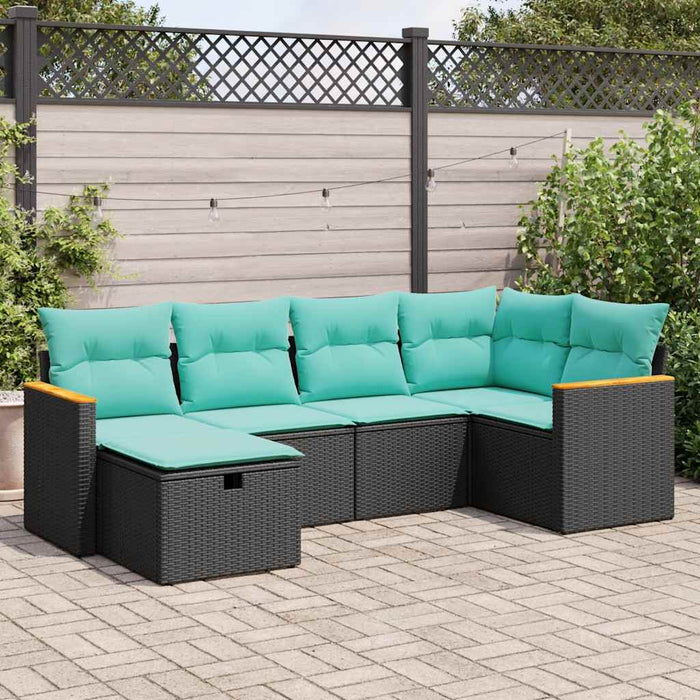 Set mobilier de grădină cu perne, 6 piese, negru, poliratan - WALTI WALTI
