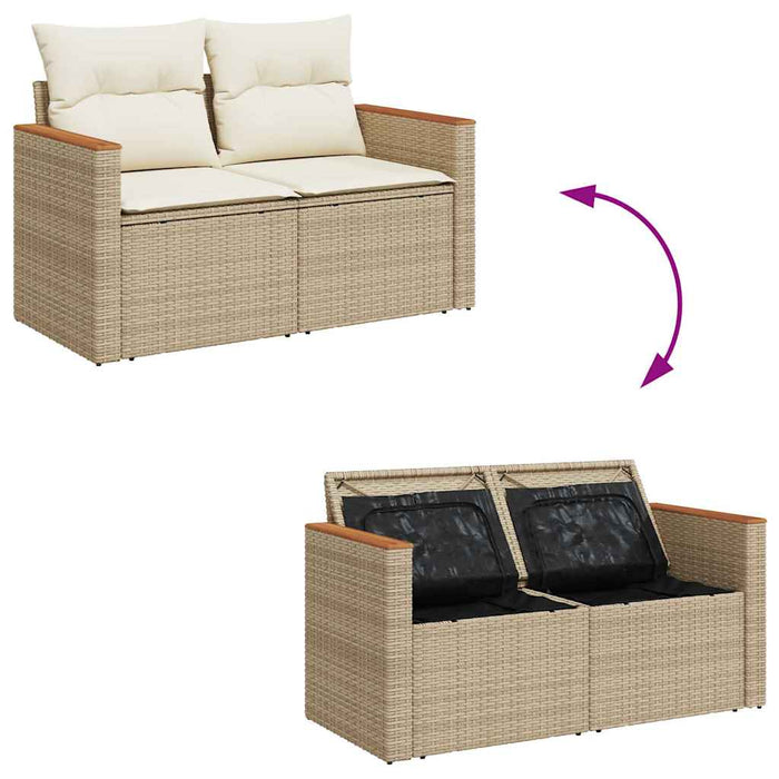 Set canapele de grădină cu perne, 6 piese, bej, poliratan WALTI