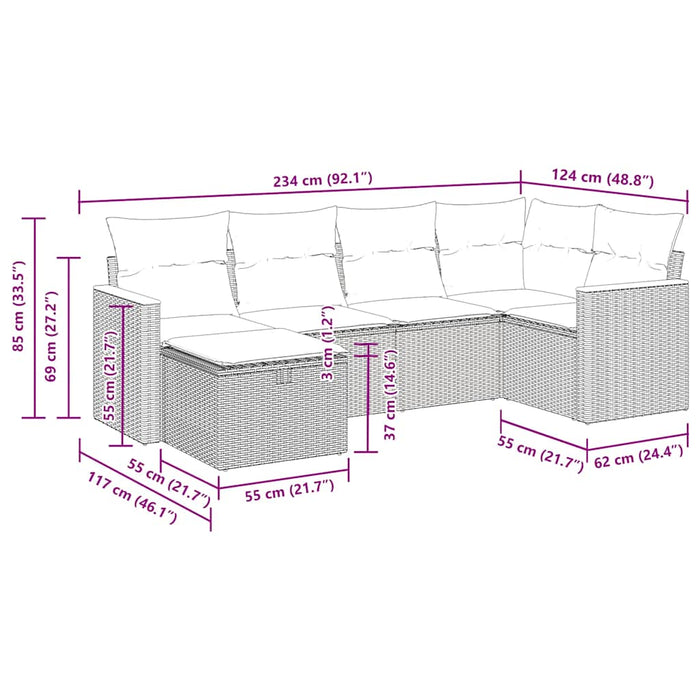 Set canapele de grădină cu perne, 6 piese, bej, poliratan - WALTI WALTI