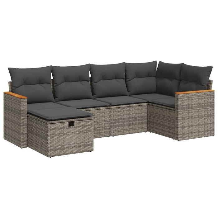 Set mobilier grădină cu perne, 6 piese, gri, poliratan - WALTI WALTI