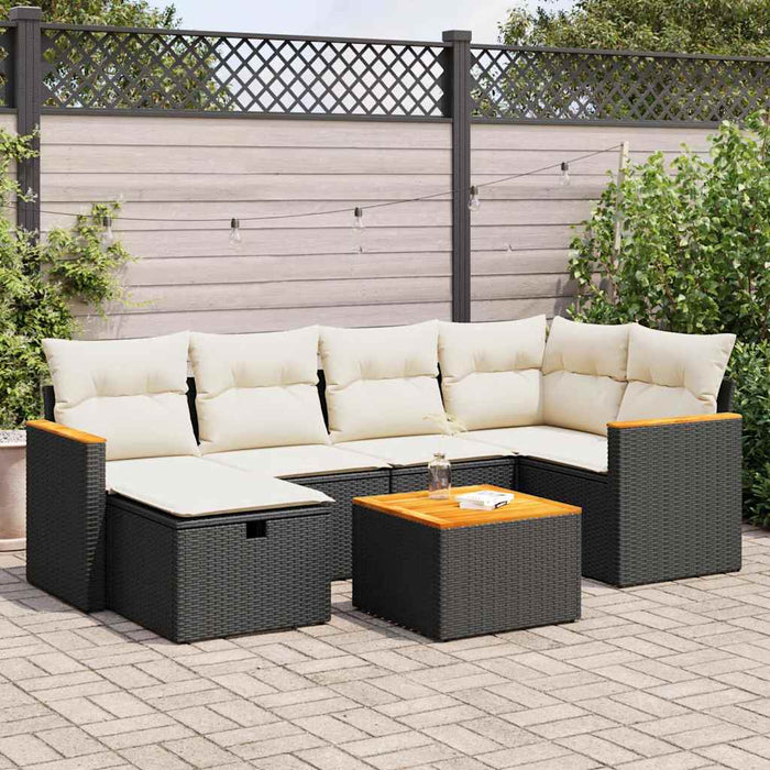 Set canapele de grădină cu perne, 7 piese, negru, poliratan - WALTI WALTI