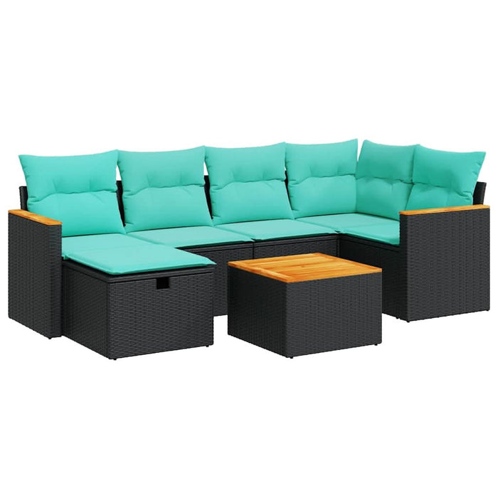 Set canapele de grădină cu perne, 7 piese, negru, poliratan - WALTI WALTI