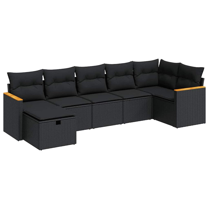Set canapele de grădină cu perne, 7 piese, negru, poliratan - WALTI WALTI