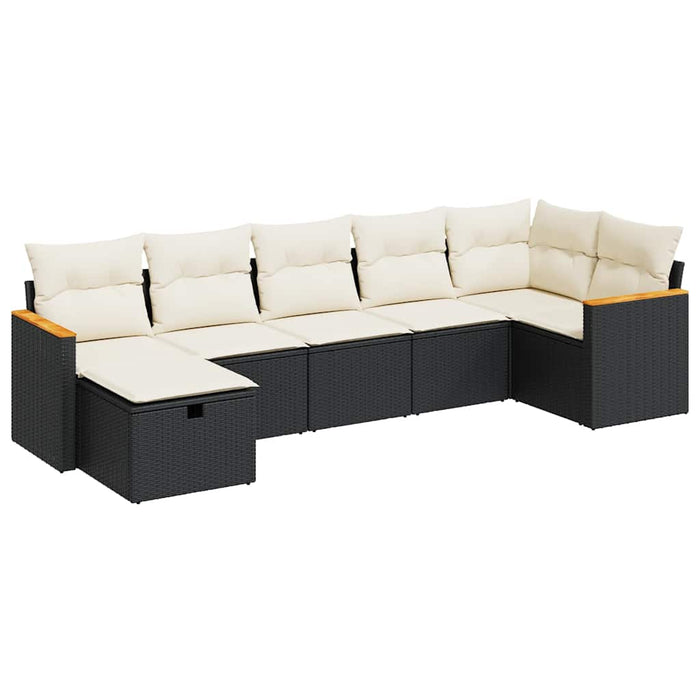 Set canapele de grădină cu perne, 7 piese, negru, poliratan - WALTI WALTI