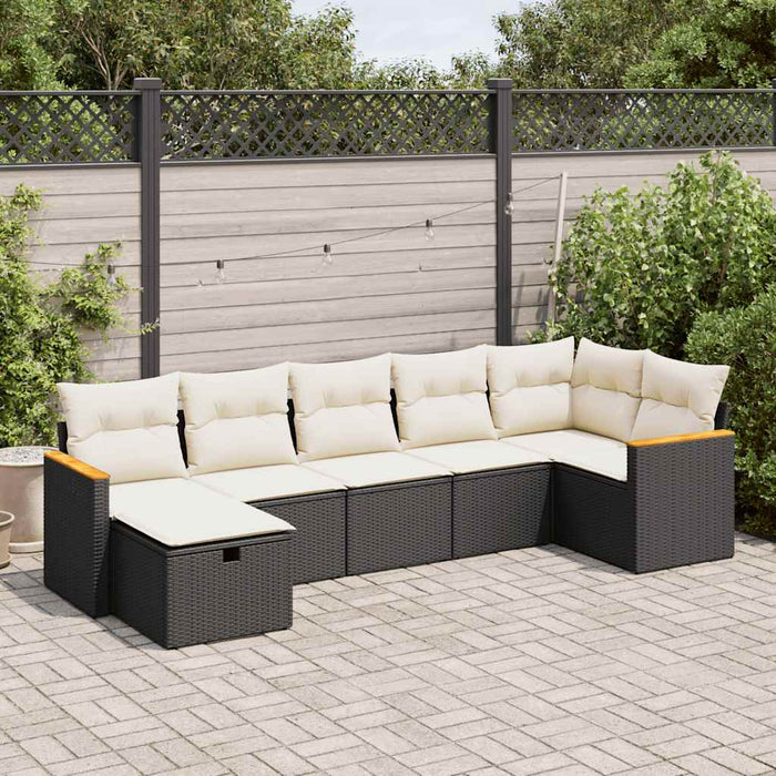 Set canapele de grădină cu perne, 7 piese, negru, poliratan - WALTI WALTI