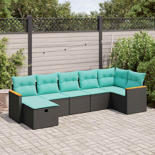 Set canapele de grădină cu perne, 7 piese, negru, poliratan - WALTI WALTI