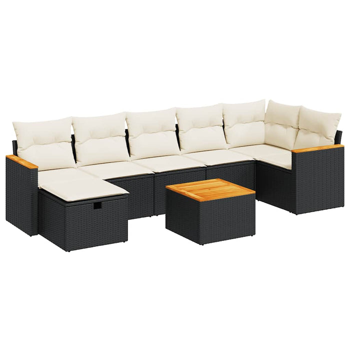 Set mobilier de grădină cu perne, 8 piese, negru, poliratan - WALTI WALTI