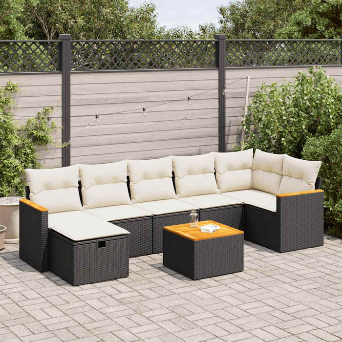 Set mobilier de grădină cu perne, 8 piese, negru, poliratan - WALTI WALTI