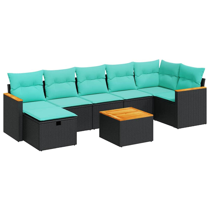Set mobilier de grădină cu perne, 8 piese, negru, poliratan - WALTI WALTI