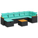 Set mobilier de grădină cu perne, 8 piese, negru, poliratan - WALTI WALTI