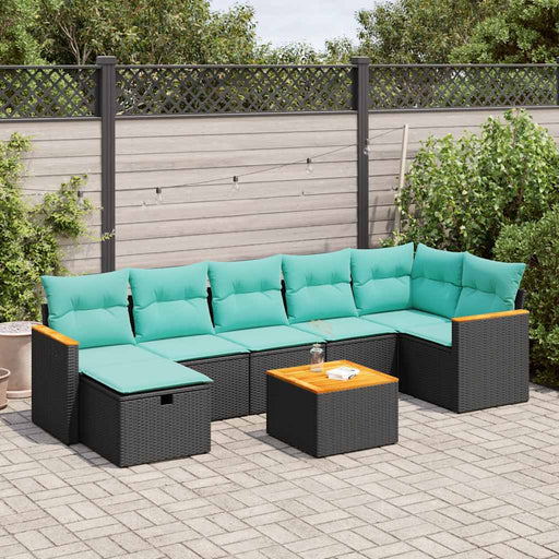 Set mobilier de grădină cu perne, 8 piese, negru, poliratan - WALTI WALTI