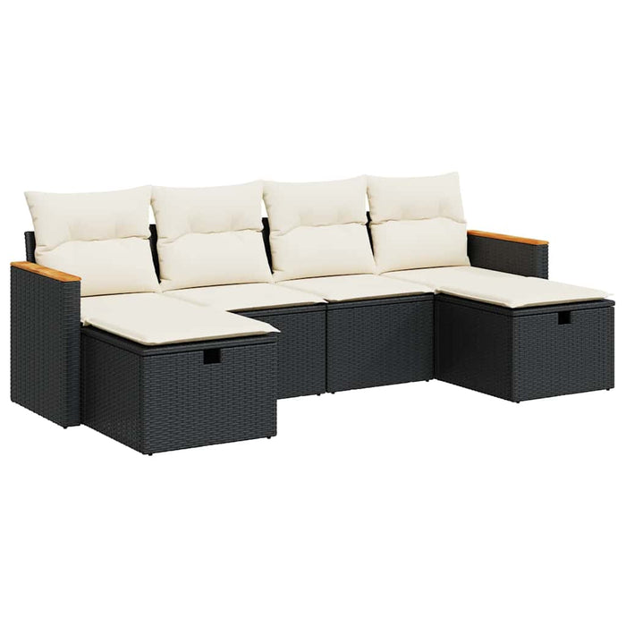 Set mobilier de grădină cu perne, 6 piese, negru, poliratan - WALTI WALTI