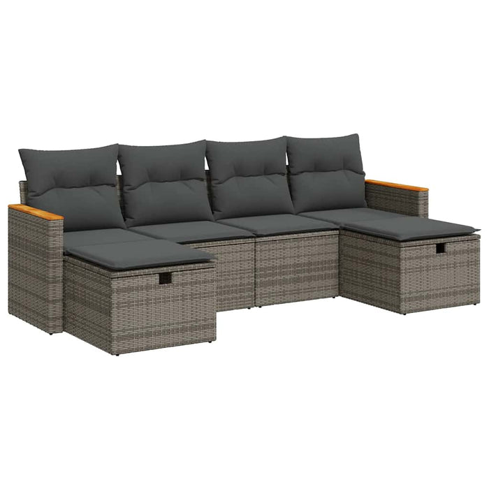 Set mobilier grădină cu perne, 6 piese, gri, poliratan - WALTI WALTI