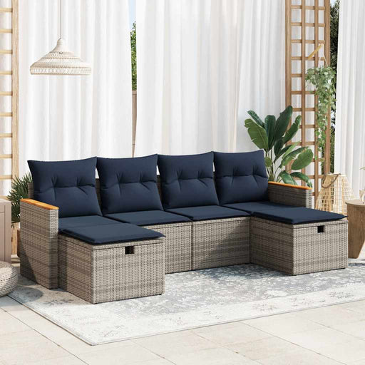 Set mobilier grădină cu perne, 6 piese, gri, poliratan - WALTI WALTI