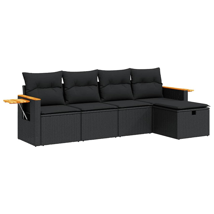 Set mobilier de grădină cu perne, 5 piese, negru, poliratan - WALTI WALTI