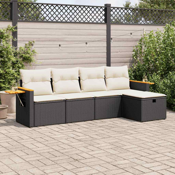 Set mobilier de grădină cu perne, 5 piese, negru, poliratan - WALTI WALTI