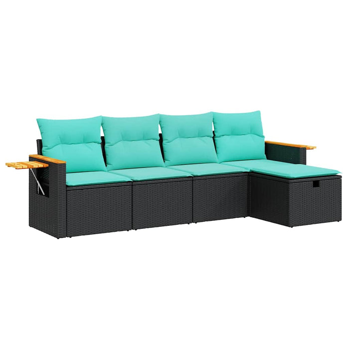 Set mobilier de grădină cu perne, 5 piese, negru, poliratan - WALTI WALTI