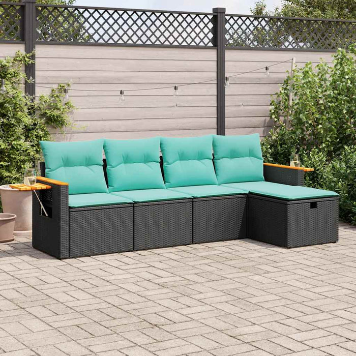 Set mobilier de grădină cu perne, 5 piese, negru, poliratan - WALTI WALTI