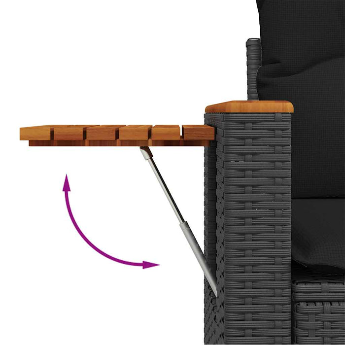 Set mobilier de grădină cu perne, 6 piese, negru, poliratan - WALTI WALTI