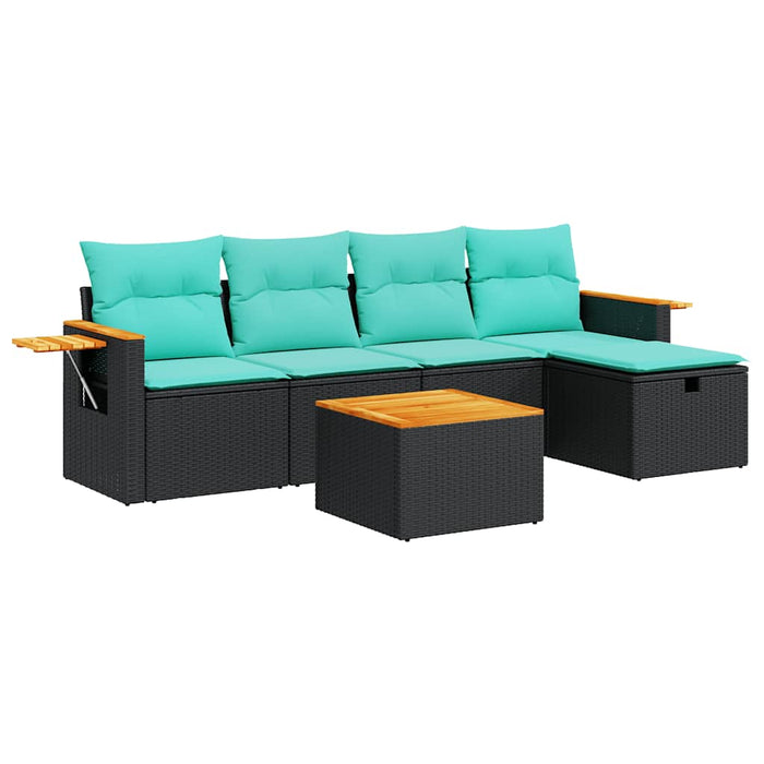 Set mobilier de grădină cu perne, 6 piese, negru, poliratan - WALTI WALTI