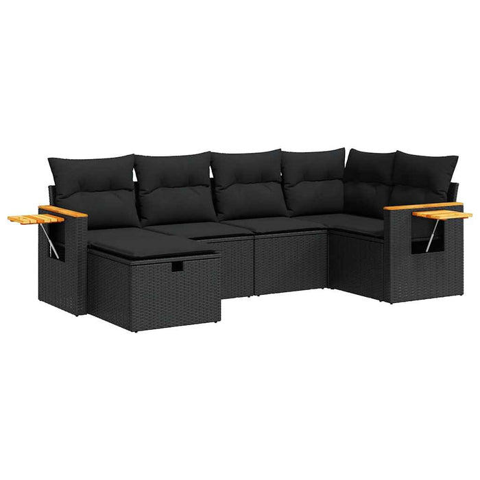 Set mobilier de grădină cu perne, 6 piese, negru, poliratan - WALTI WALTI