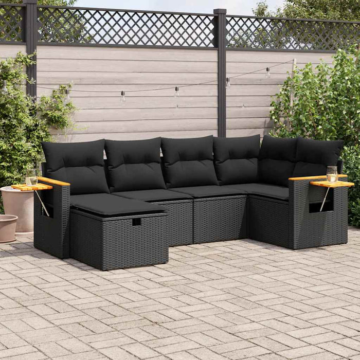 Set mobilier de grădină cu perne, 6 piese, negru, poliratan - WALTI WALTI