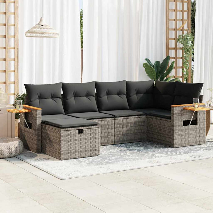 Set mobilier grădină cu perne, 6 piese, gri, poliratan - WALTI WALTI