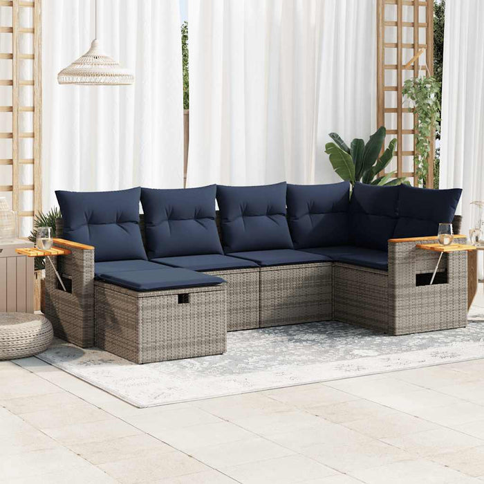 Set mobilier grădină cu perne, 6 piese, gri, poliratan - WALTI WALTI
