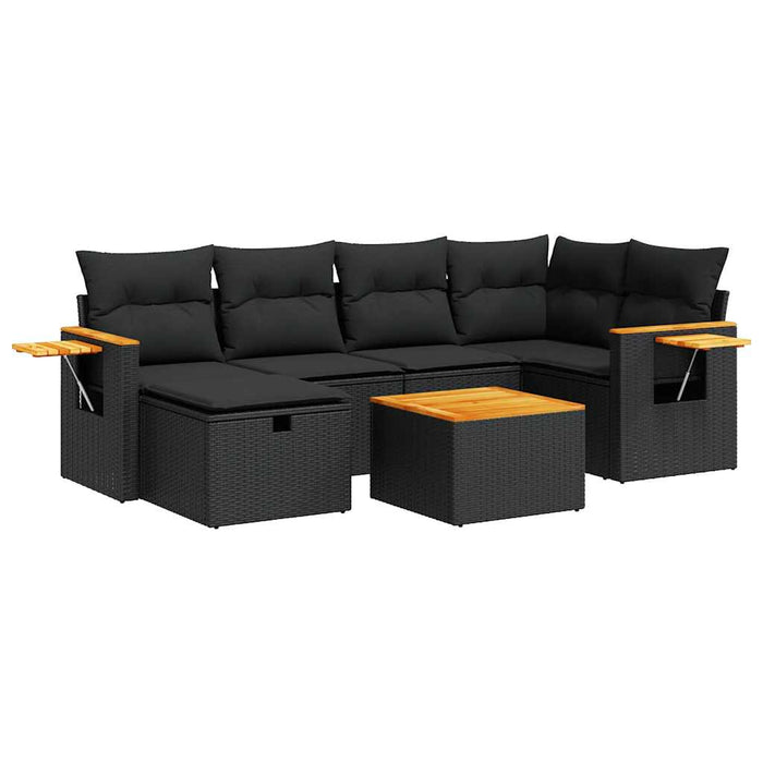 Set canapele de grădină cu perne, 7 piese, negru, poliratan - WALTI WALTI