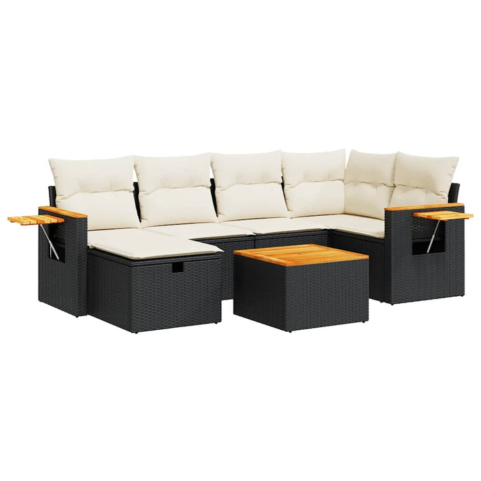 Set canapele de grădină cu perne, 7 piese, negru, poliratan - WALTI WALTI