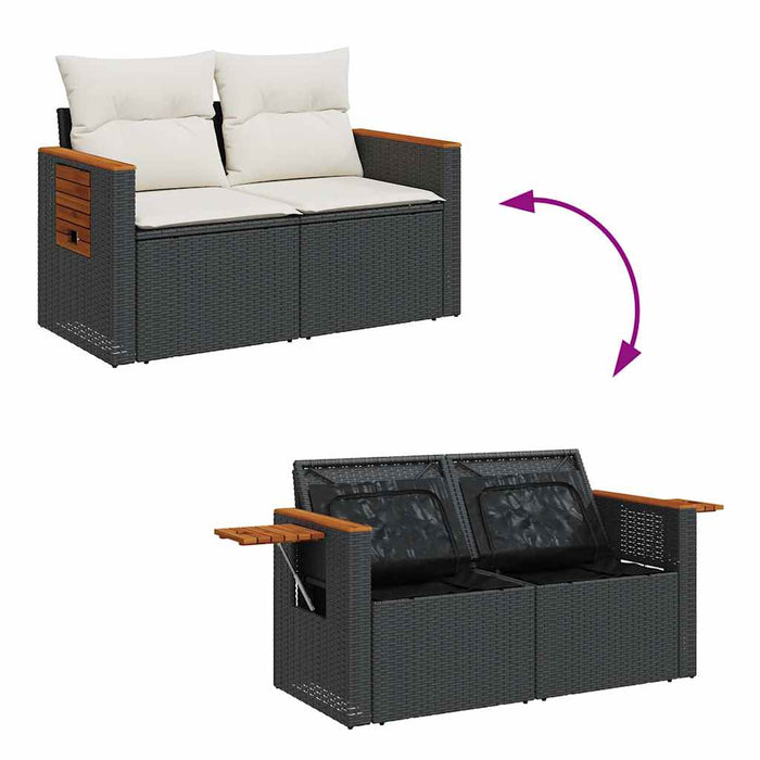 Set canapele de grădină cu perne, 7 piese, negru, poliratan - WALTI WALTI