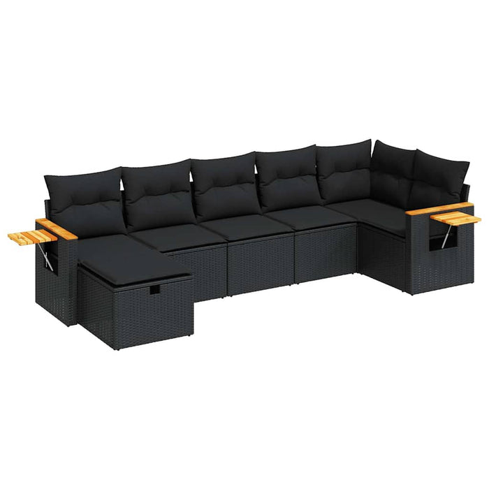 Set canapele de grădină cu perne, 7 piese, negru, poliratan - WALTI WALTI