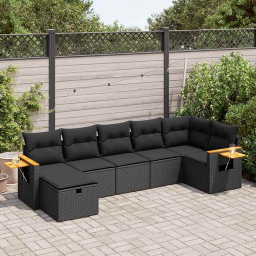 Set canapele de grădină cu perne, 7 piese, negru, poliratan - WALTI WALTI
