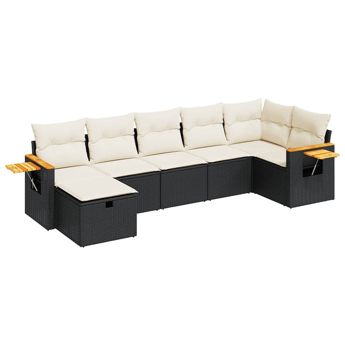 Set canapele de grădină cu perne, 7 piese, negru, poliratan - WALTI WALTI