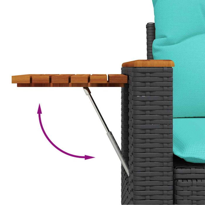 Set mobilier de grădină cu perne, 6 piese, negru, poliratan WALTI
