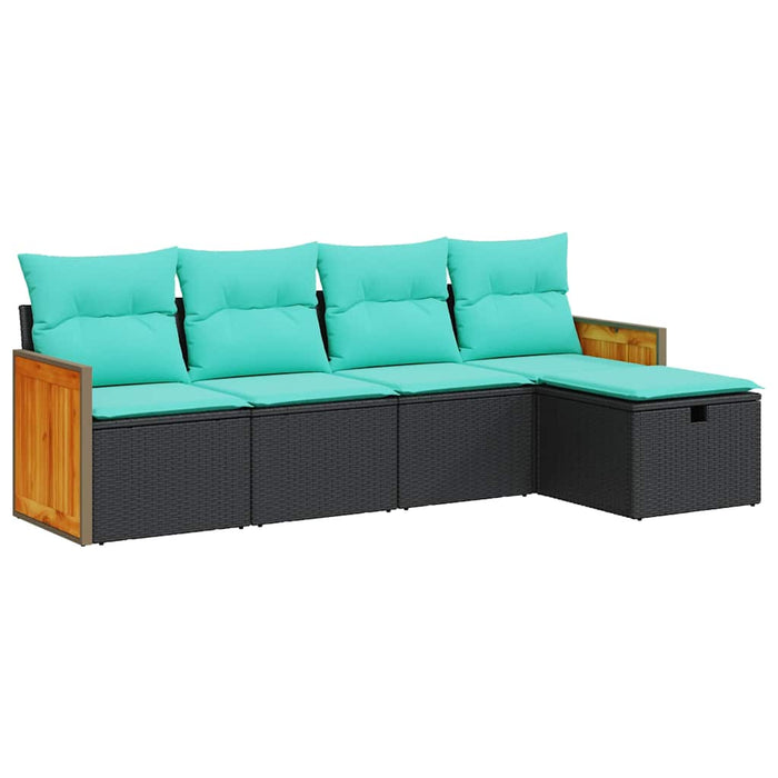 Set mobilier de grădină cu perne, 5 piese, negru, poliratan - WALTI WALTI