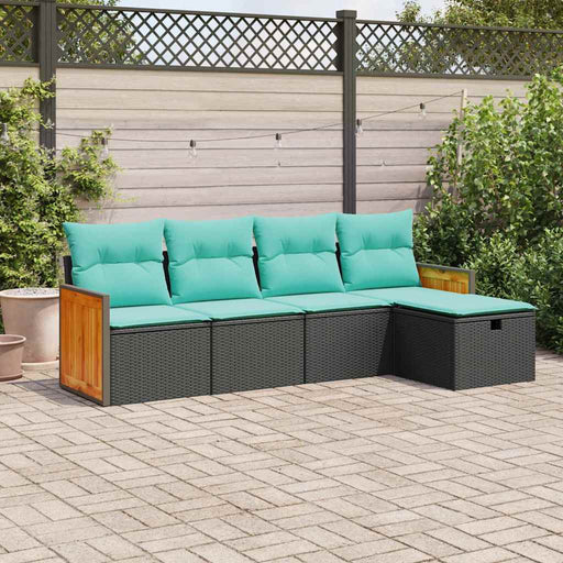 Set mobilier de grădină cu perne, 5 piese, negru, poliratan - WALTI WALTI