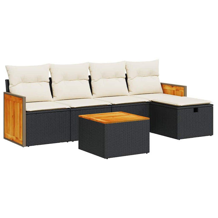 Set mobilier de grădină cu perne, 6 piese, negru, poliratan - WALTI WALTI