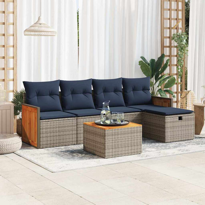 Set mobilier grădină cu perne, 6 piese, gri, poliratan - WALTI WALTI