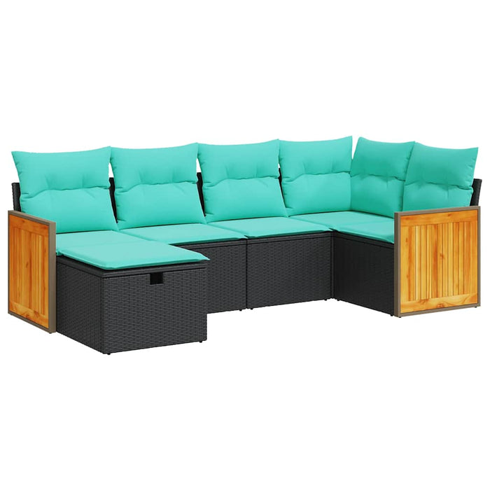 Set mobilier de grădină cu perne, 6 piese, negru, poliratan - WALTI WALTI