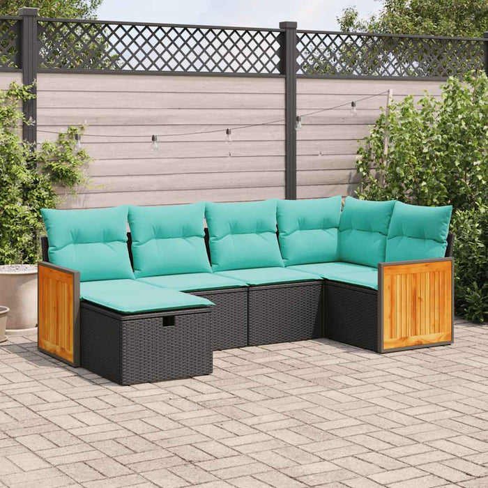 Set mobilier de grădină cu perne, 6 piese, negru, poliratan - WALTI WALTI