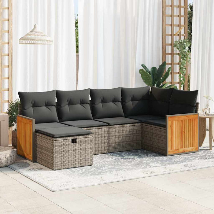 Set mobilier grădină cu perne, 6 piese, gri, poliratan - WALTI WALTI