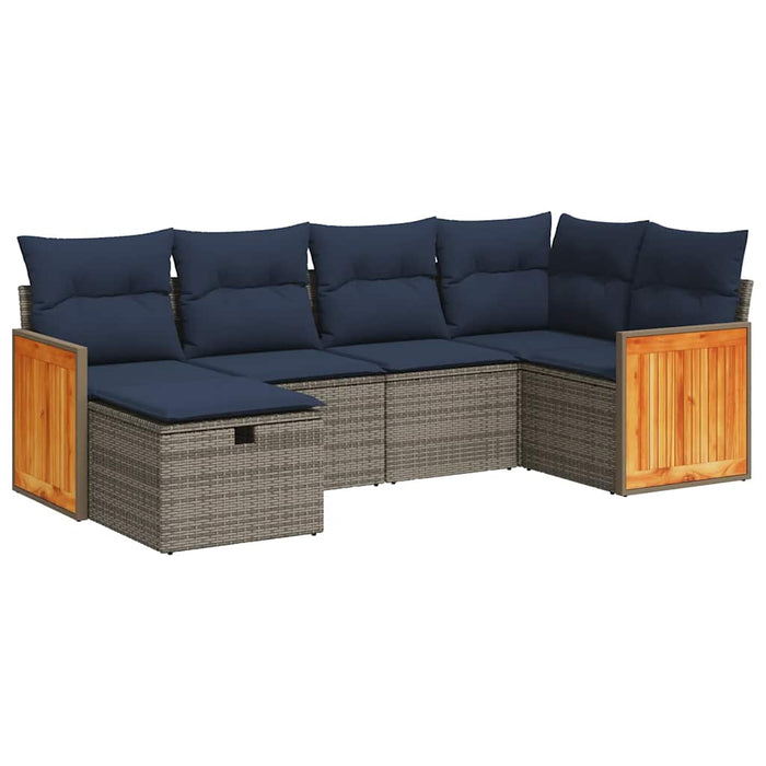 Set mobilier grădină cu perne, 6 piese, gri, poliratan - WALTI WALTI