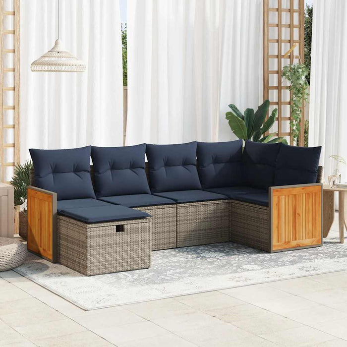 Set mobilier grădină cu perne, 6 piese, gri, poliratan - WALTI WALTI