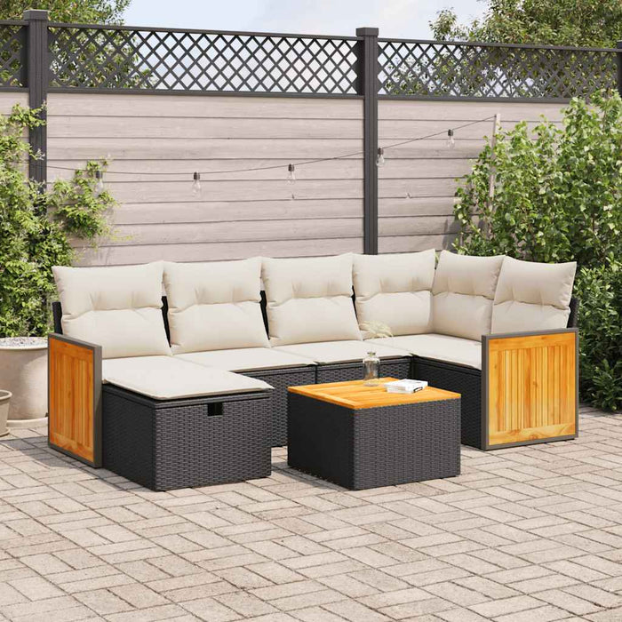 Set canapele de grădină cu perne, 7 piese, negru, poliratan - WALTI WALTI