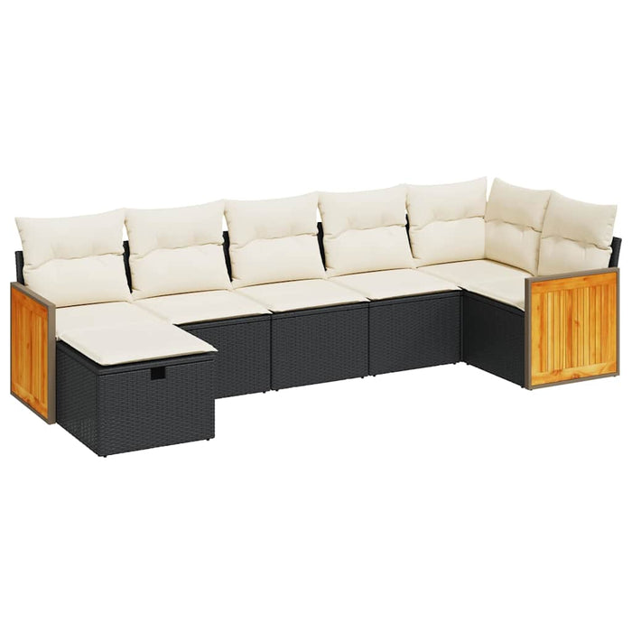 Set canapele de grădină cu perne, 7 piese, negru, poliratan - WALTI WALTI