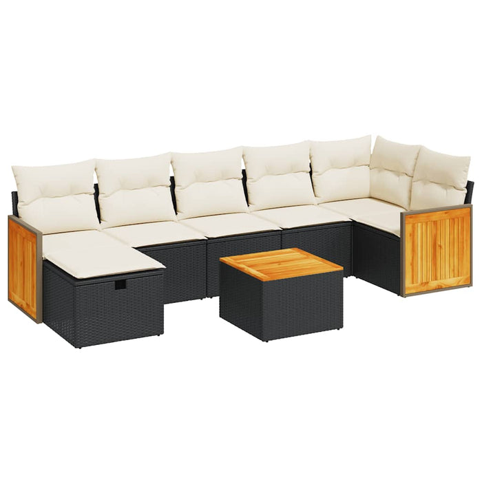 Set mobilier de grădină cu perne, 8 piese, negru, poliratan - WALTI WALTI